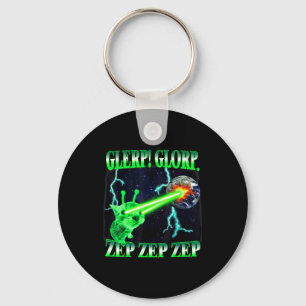 Glerp Glorp Funny Alien Cat Meme Gnarp Cat Silly A Key Ring