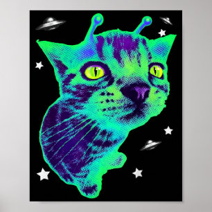 Glerp Glorp Funny Alien Cat Meme Gnarp Cat Silly A Poster