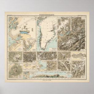 Gletscherkarte - Glacier Atlas Map Poster