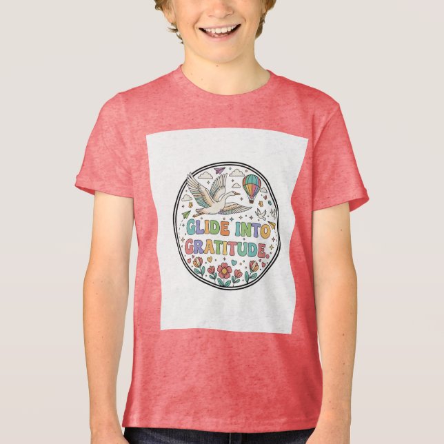 Glide into Gratitude: Retro Earth & Eco-Friendly  Tri-Blend Shirt (Front)