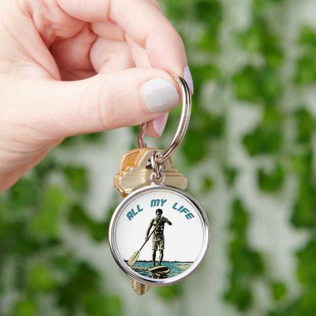 Glide, ride and surf on sup paddle board key ring (Hand)