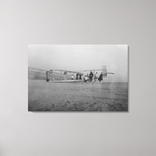 Glider being prepared for flight by canvas print