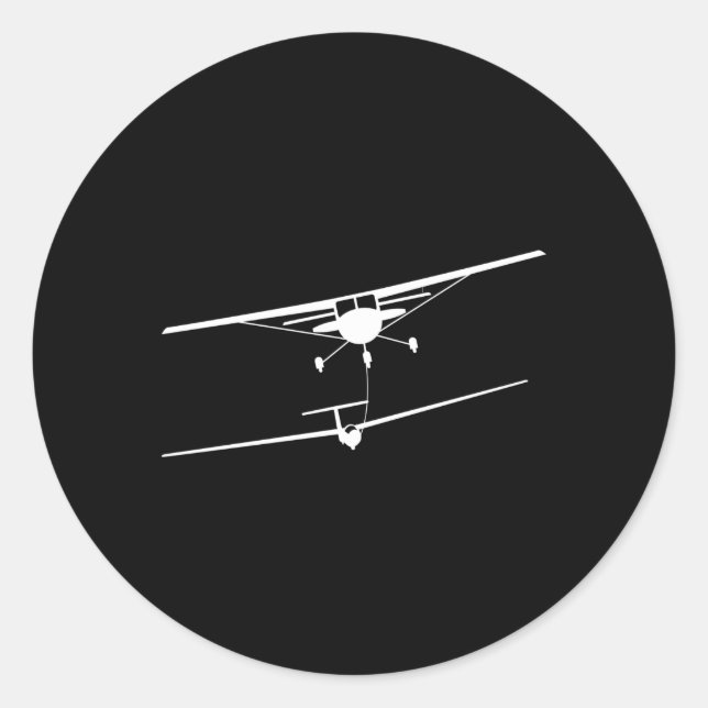 Glider Being Towed Pilot Soaring Classic Round Sticker (Front)