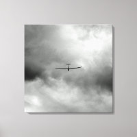 Glider flying in gray sky