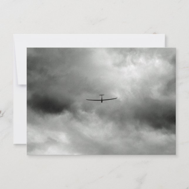 Glider flying in gray sky card (Front)