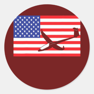 Gliding Airplanes USA American Flag Pilot Glider Classic Round Sticker