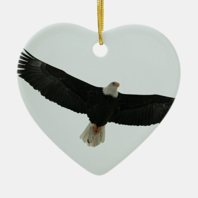Gliding bald eagle ceramic tree decoration (Front)