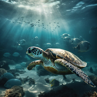 Gliding By The Coral Reef - Sea Turtle Jigsaw Puzzle