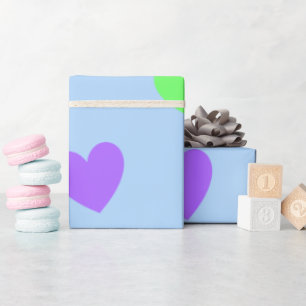 Gliding Hearts - Assorted Pastel Colours, Blue Wrapping Paper