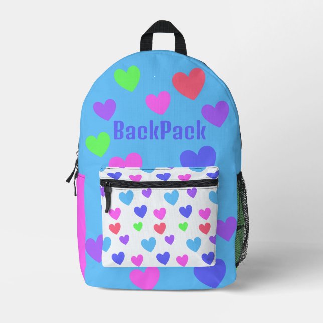 Gliding Hearts - Blue Personalised Laptop Backpack (Front)
