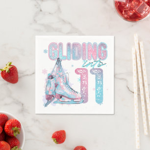 "Gliding into" 11th birthday skating party Napkin