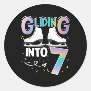 Gliding Into 7 Ice Skating Figure Skating Classic Round Sticker