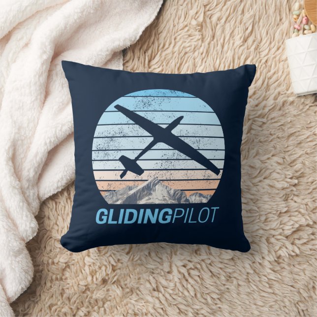 Gliding Pilot Vintage Aviator Sunset Aeroplane Cushion (Blanket)