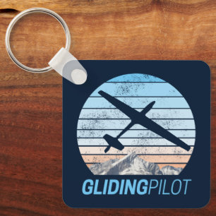 Gliding Pilot Vintage Aviator Sunset Aeroplane Key Ring