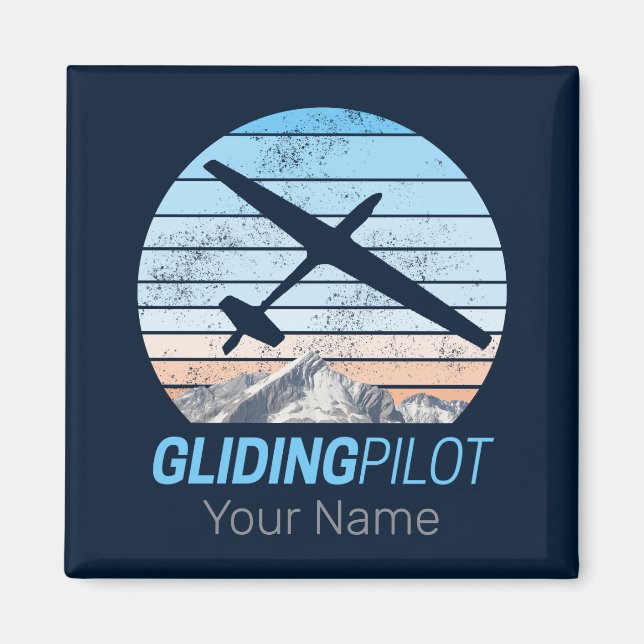 Gliding Pilot Vintage Aviator Sunset Aeroplane Magnet (Front)