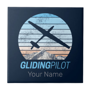 Gliding Pilot Vintage Aviator Sunset Aeroplane Tile