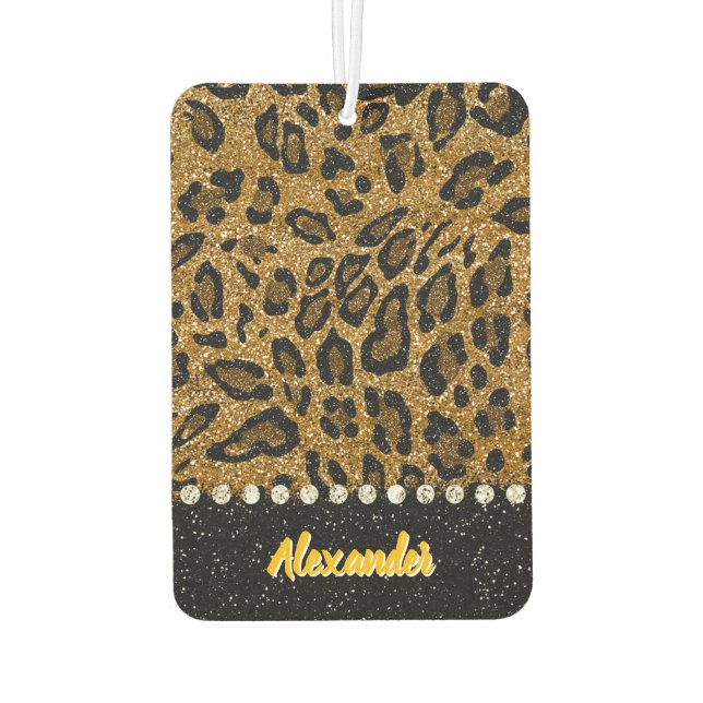 Glimmering animal print with sparkling accents car air freshener (Back)