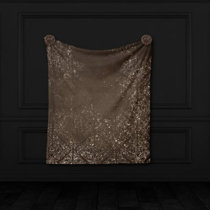 Glimmering Bronze Grunge Gorgeous Brown Damask Fleece Blanket
