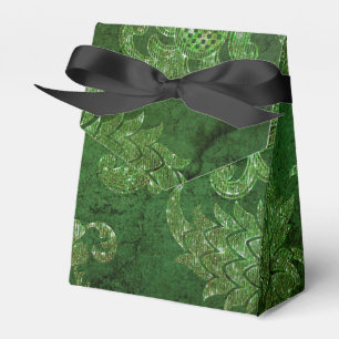 Glimmering Emerald Green Vintage Damask Favour Box