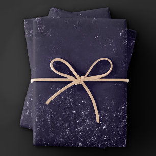Glimmering Indigo Grunge   Midnight Purple Damask Wrapping Paper Sheet