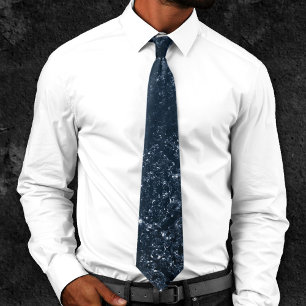 Glimmering Navy Grunge Dark Blue Luxury Damask Tie