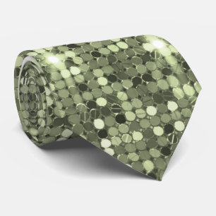 Glimmering Olive Green Sequin Sparkle Neck Tie