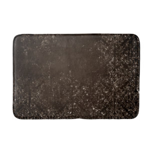 Glimmery Bronze Grunge   Rich Brown Glam Damask Bath Mat