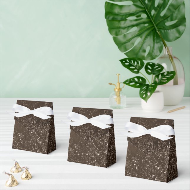 Glimmery Bronze Grunge | Rich Brown Glam Damask Favour Box (Multiple)