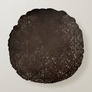 Glimmery Bronze Grunge   Rich Brown Glam Damask Round Cushion