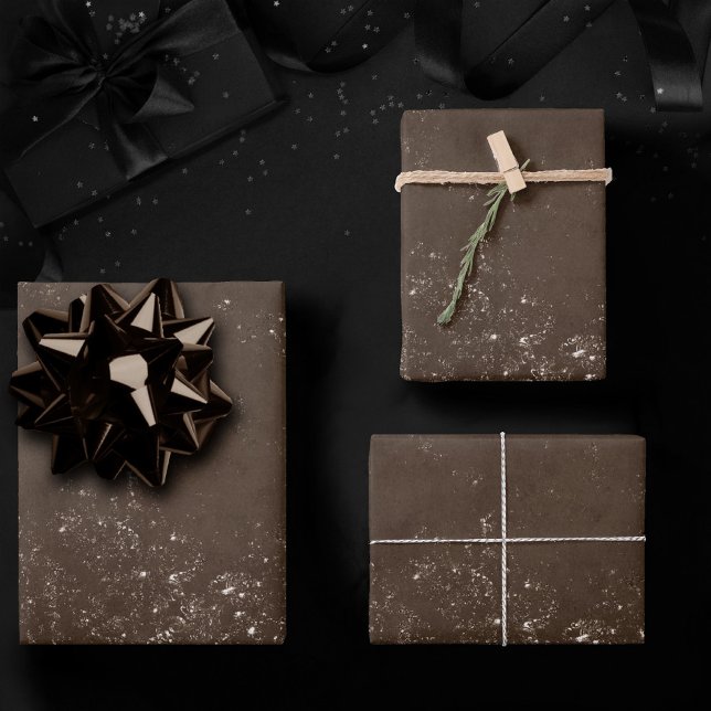 Glimmery Bronze Grunge | Rich Brown Glam Damask Wrapping Paper Sheet (Creator Uploaded)