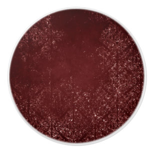 Glimmery Henna Grunge Rich Blood Red Glam Damask Ceramic Knob