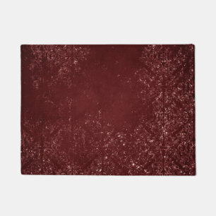 Glimmery Henna Grunge Rich Blood Red Glam Damask Doormat