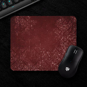 Glimmery Henna Grunge   Rich Blood Red Glam Damask Mouse Pad