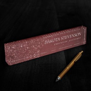 Glimmery Henna Grunge Rich Blood Red Glam Damask Nameplate