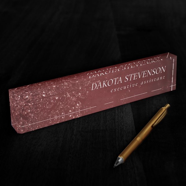 Glimmery Henna Grunge | Rich Blood Red Glam Damask Nameplate (Creator Uploaded)