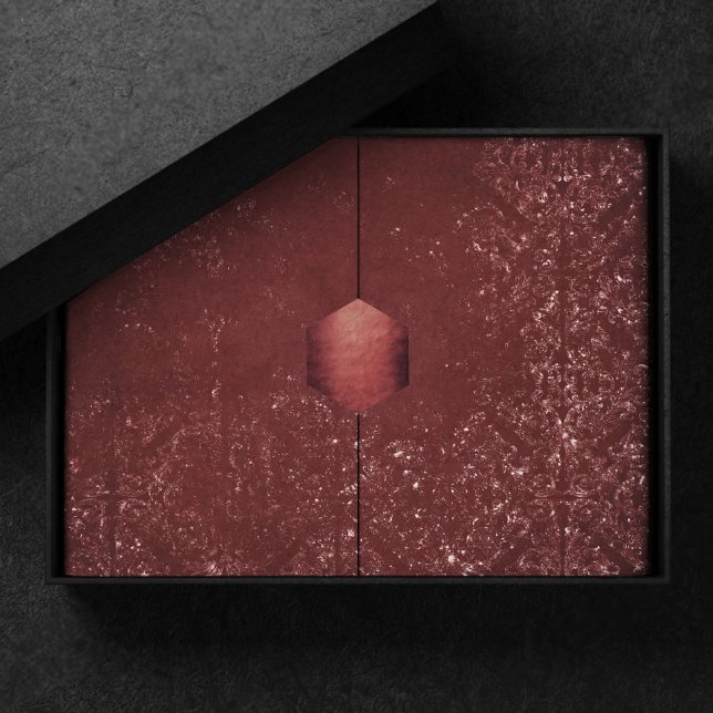 Glimmery Henna Grunge | Rich Blood Red Glam Damask Tissue Paper (Creator Uploaded)