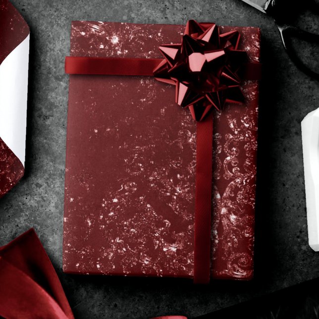 Glimmery Henna Grunge | Rich Blood Red Glam Damask Wrapping Paper (Creator Uploaded)