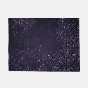 Glimmery Indigo Grunge   Midnight Purple Damask Doormat