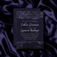 Glimmery Indigo Grunge | Midnight Purple Damask
