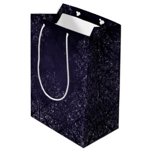 Glimmery Indigo Grunge Midnight Purple Damask Medium Gift Bag