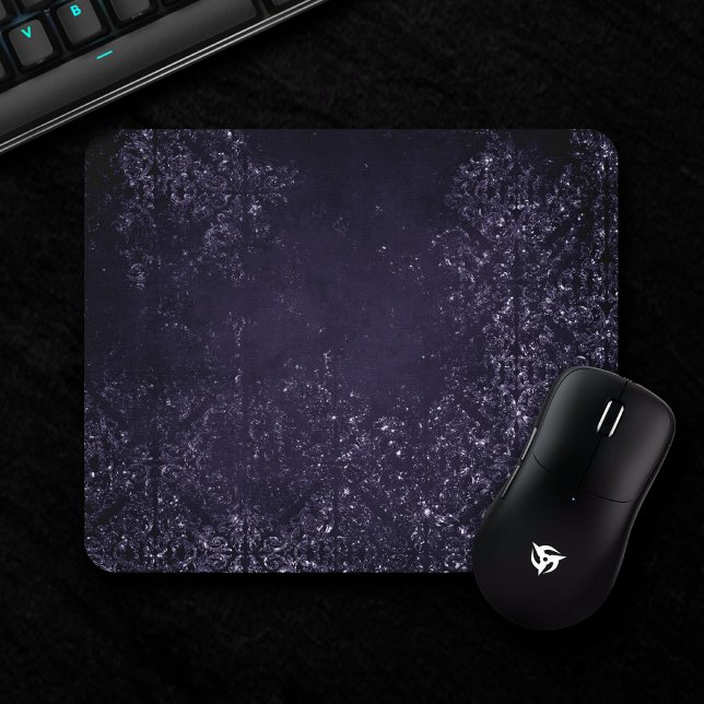 Glimmery Indigo Grunge | Midnight Purple Damask Mouse Pad (Creator Uploaded)