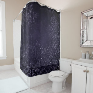 Glimmery Indigo Grunge   Midnight Purple Damask Shower Curtain