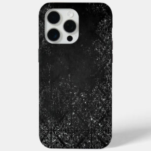 Glimmery Onyx Grunge Silvery Black Glam Damask iPhone 15 Pro Max Case