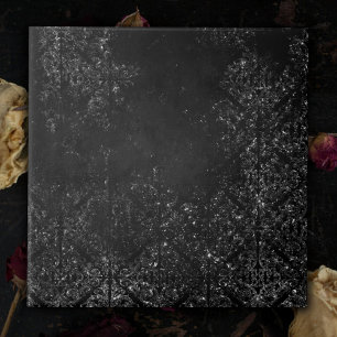 Glimmery Onyx Grunge Silvery Black Glam Damask Tile