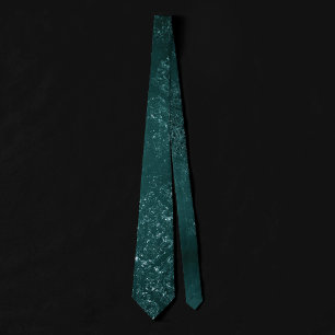 Glimmery Teal Damask Rich Dark Green Grunge Glam Tie