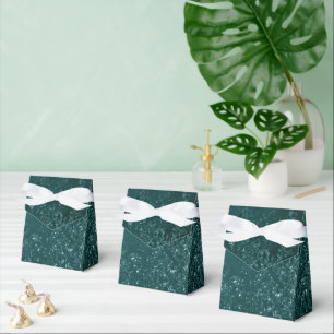Glimmery Teal Grunge Rich Dark Green Glam Damask Favour Box