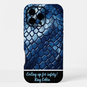 Glinting blue snakeskin patterns iPhone 16 pro max case