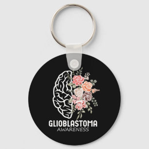 Glioblastoma Awareness Brain Floral Art Awareness Key Ring
