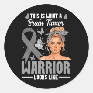 Glioblastoma Awareness Women Warrior Brain Tumour  Classic Round Sticker
