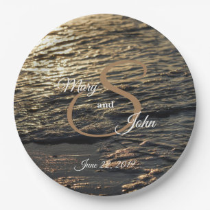 Glistening Beach Morning Wedding Paper Plate